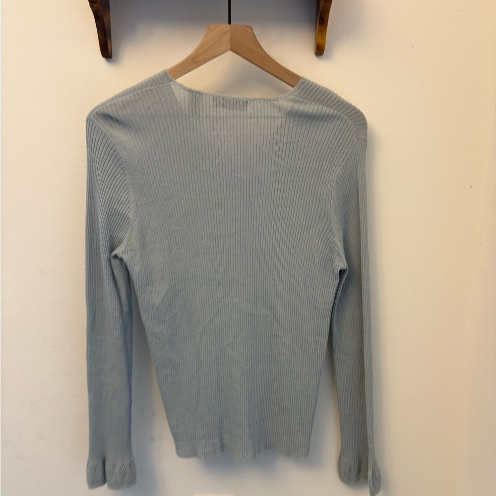I.E. Y2K Ribbed Button-Front Cardigan Blue-Gray Size Large - Picture 5 of 6